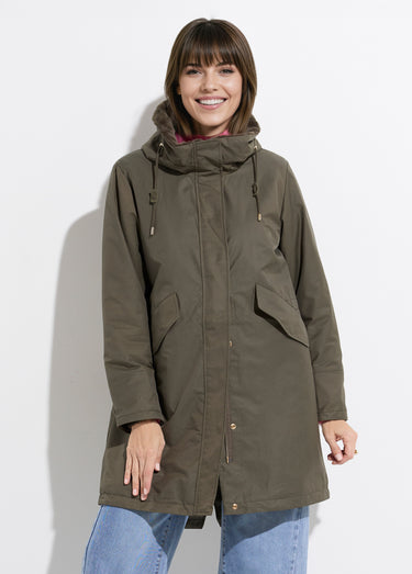 Parka déperlante intérieur fourrure Kaki