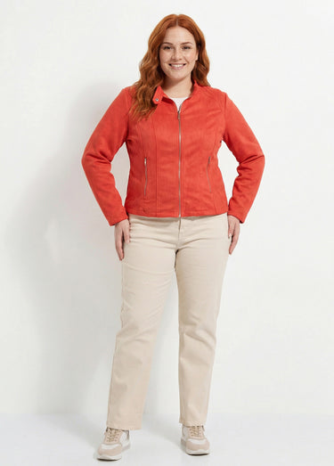 Veste courte suédine style perfecto Orange