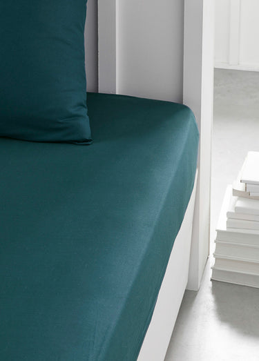 Drap-housse coton uni Paon