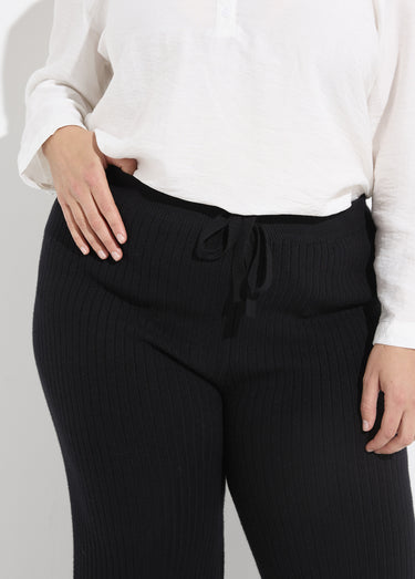 Pantalon confort en maille, coupe large Noir