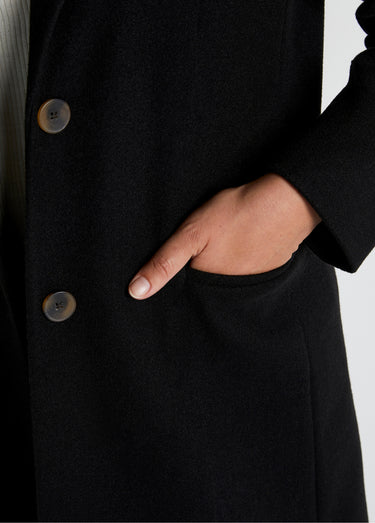 Manteau col tailleur aspect lainage Noir