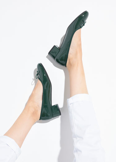 Escarpins ballerines à talon vernies chic Vernis Vert