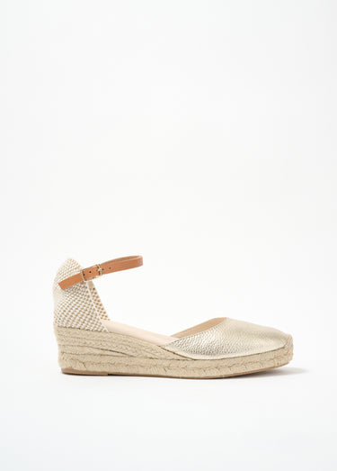 Sandales compensées cuir et jute talon enrobé Dore
