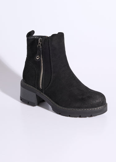 Boots zippées à talon, bout effet used Noir