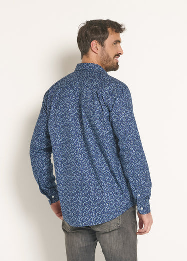 Chemise fantaisie en coton imprimé Marine