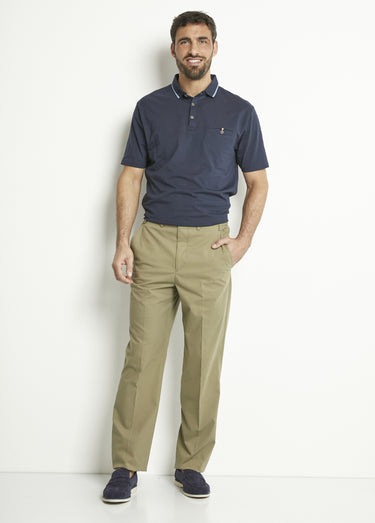 Pantalon droit ceinture élastiquée confort Kaki