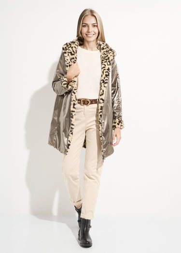 Parka réversible déperlant / léopard Bronze/Leopard