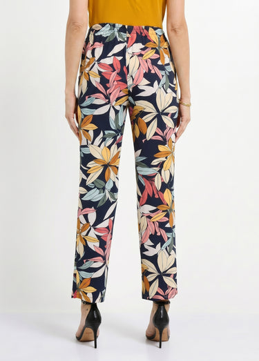 Pantalon imprimé taille élastiquée Fond Marine