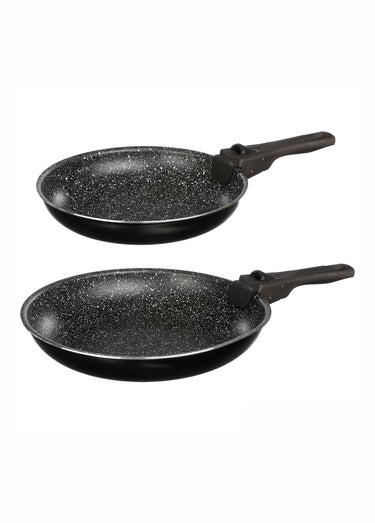 Lot 2 poêles alu 24/28cm + poignée amovible Noir