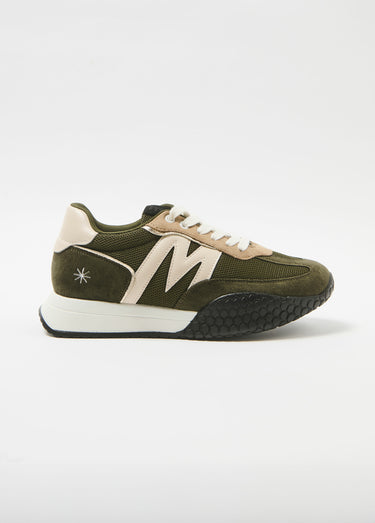 Baskets tendance semelle épaisse lacets Kaki