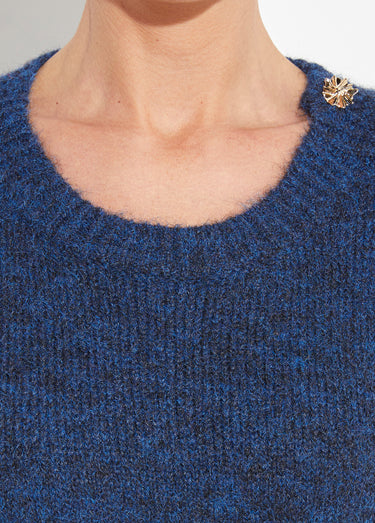 Robe pull chaude avec laine + boutons métal Bleu