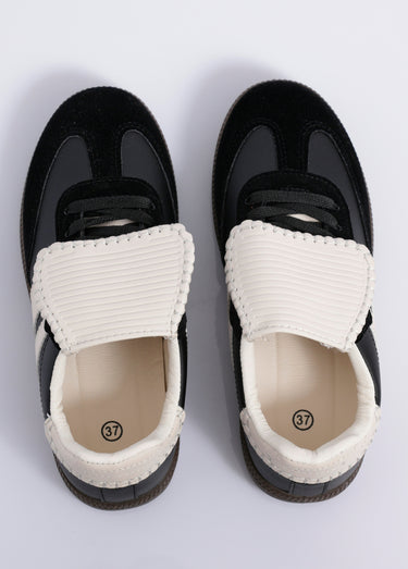 Sneakers avec languette inspiration rétro Noir