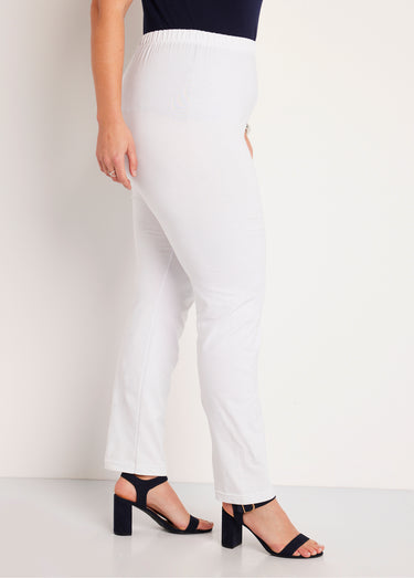 Legging coton stretch taille élastiquée Blanc