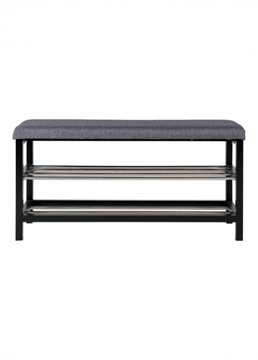 Banc en peuplier, 2 niveaux rangement Gris