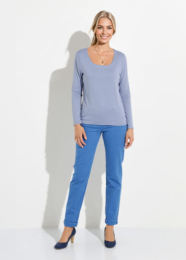 T-shirt col danseuse manches longues Indigo
