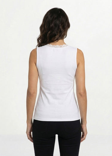 Maillot de corps sans manches dentelle Blanc