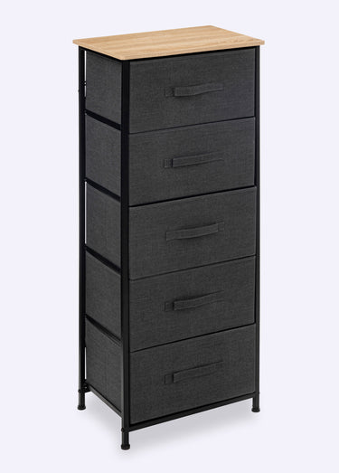 Meuble haut avec 5 tiroirs tissu Noir gris bois