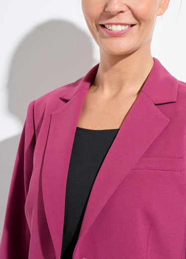 Veste blazer unie coupe droite col tailleur Cassis