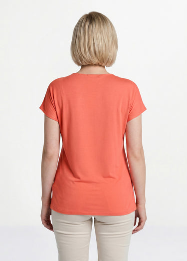 T-shirt court extensible dentelle Corail