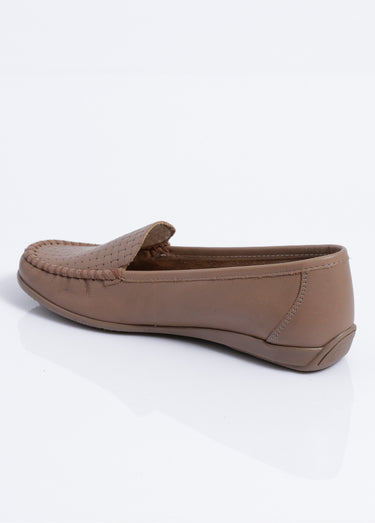 Mocassins souples largeur confort cuir Taupe