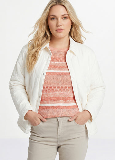 Veste courte matelassée pressionnée Ecru