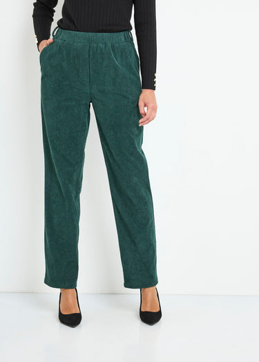 Pantalon velours côtelé taille élastiquée Vert