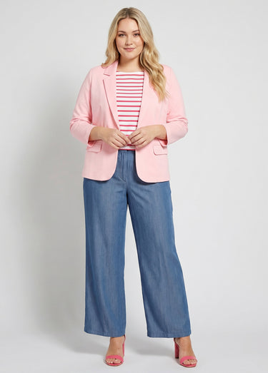 Veste droite boutonnée maille milano unie Rose bonbon