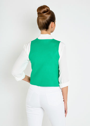 Gilet sans manches en maille et broderies Vert