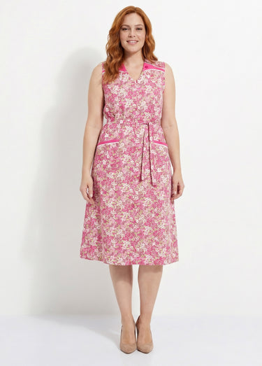 Tablier zippé sans manches fleuri Rose