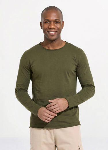 T-shirt col rond détails aspect brut Vert