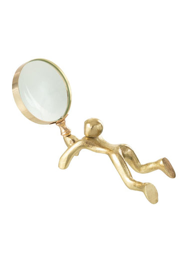 Loupe métal avec manche personnage Dore