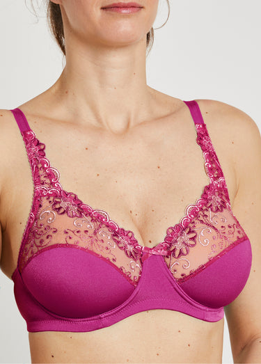 Soutien-gorge avec armatures tulle brodé Cassis