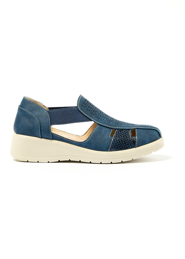 Sandales compensées avec élastiques Bleu