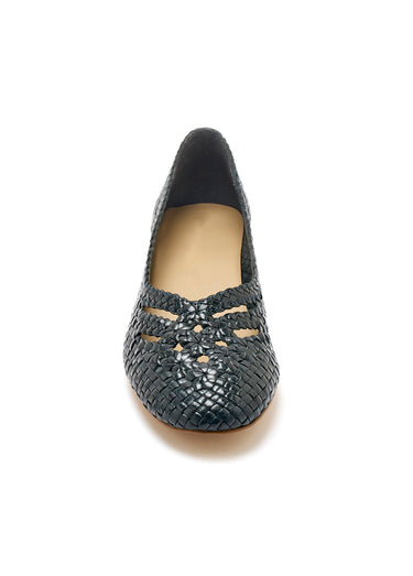 Escarpins cuir tressé largeur confort Marine