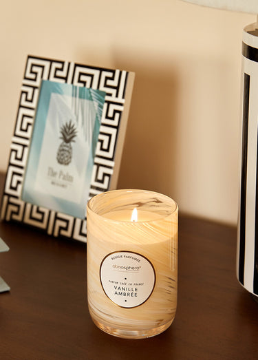 Bougie parfumée, verre effet tourbillon Beige