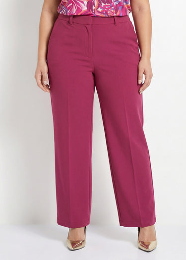 Pantalon fluide large maille stretch unie Cassis