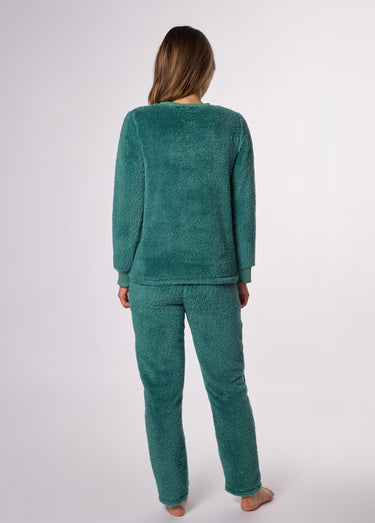 Pyjama manches longues chaud bords côtes Vert Irise