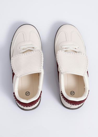 Sneakers avec languette inspiration rétro Beige/Bordeaux