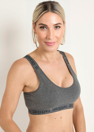 Brassière de sport bretelles logo Gris
