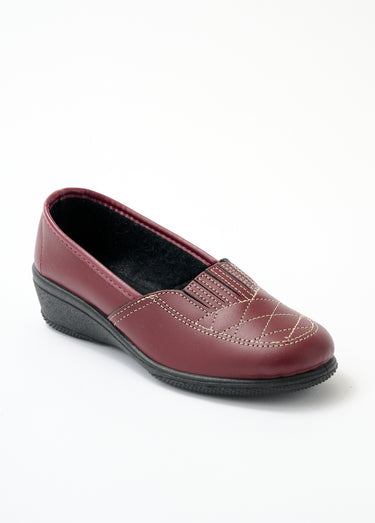Mocassins cuir largeur confort élastiqués Bordeaux