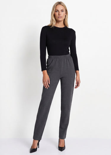 Legging droit ceinture élastiquée avec laine Uni Gris