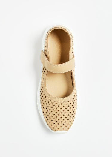 Ballerines à scratch aspect tressé Beige