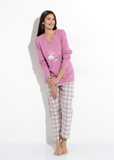 Pyjama pantalon chaud coton flanelle carreaux Violine