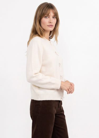 Gilet avec détails nœud perles de rocaille Ecru