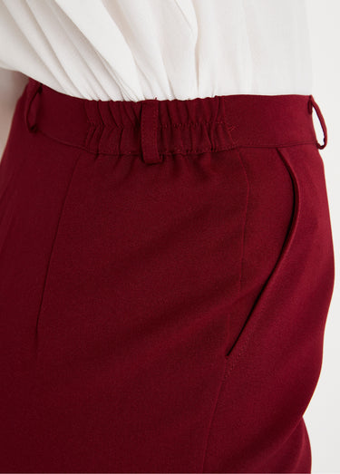Pantalon droit uni taille semi élastiquée Bordeaux