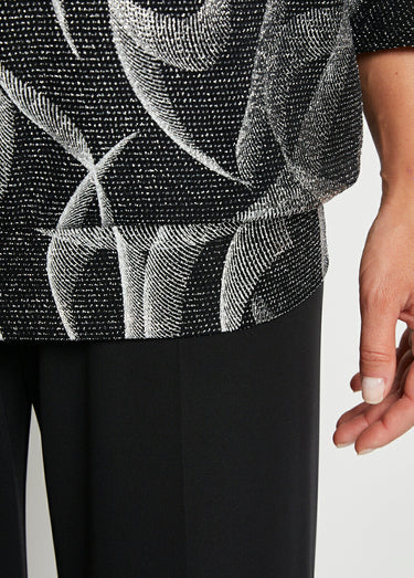 T-shirt long blousant maille pailletée Noir/Argent