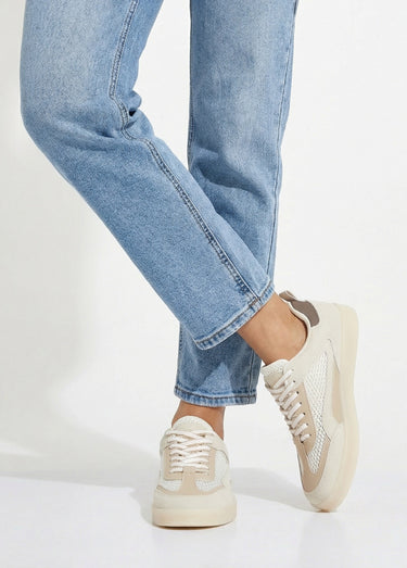 Baskets multimatières semelle compensée Beige