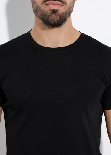 T-shirt col rond coupe ajustée Noir