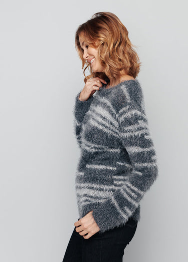 Pull maille douce effet poilu Gris Argent