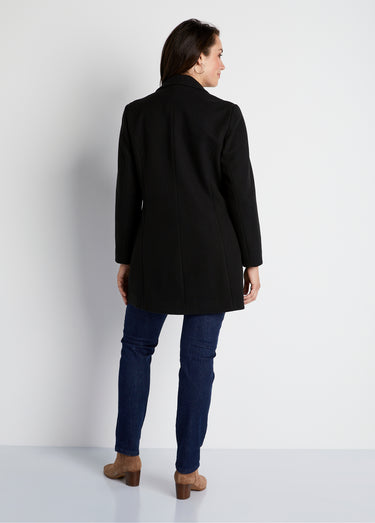 Manteau col tailleur aspect lainage Noir